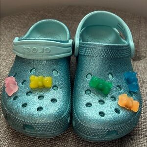 CROCS Kids Glitter Clogs - Aqua